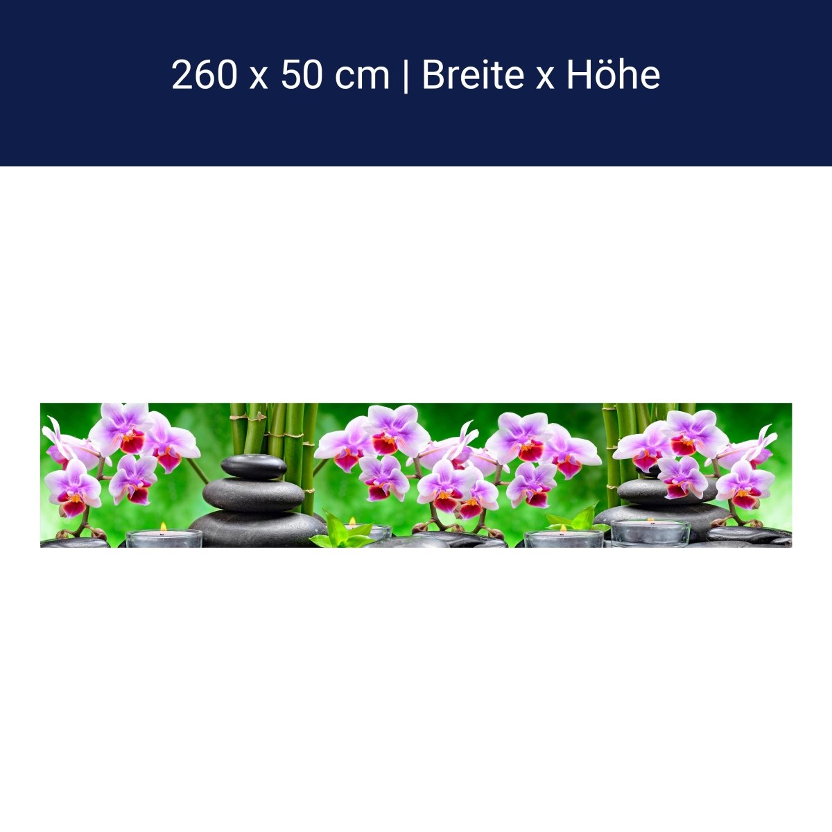 Küchenrückwand Steine schwarz orchidee bambus kerzen M1350