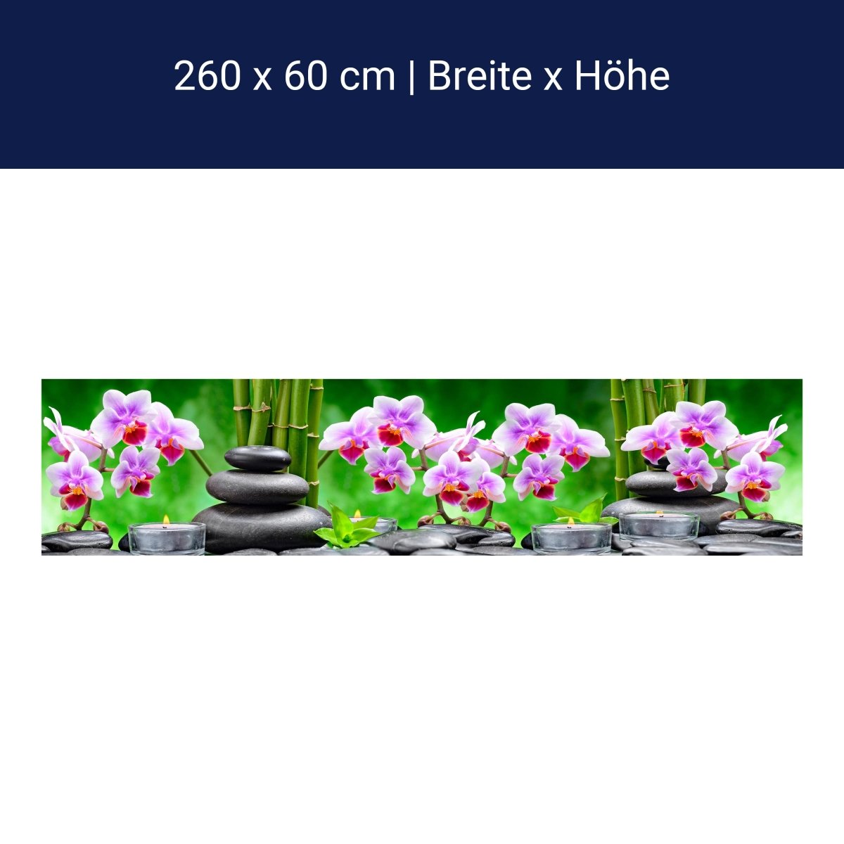 Küchenrückwand Steine schwarz orchidee bambus kerzen M1350